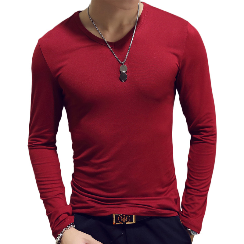 V Neck Mens T Shirts Plain Lon - Undershirt Crew Neck recension och pris