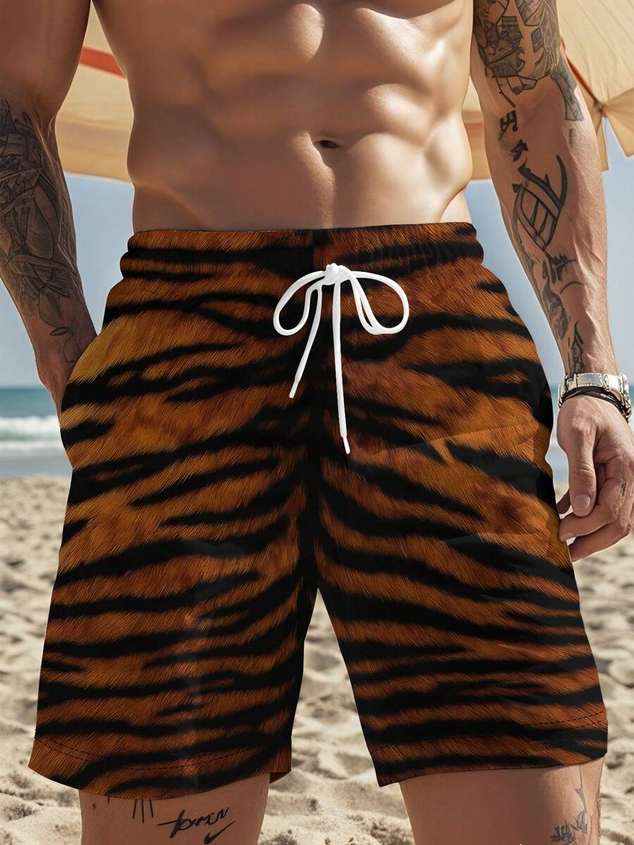 Mens Tiger Print Beach Shorts  - Trunk Breathable Men recension och pris