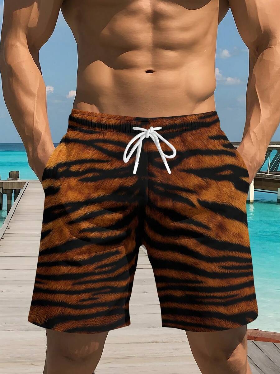 Mens Tiger Print Beach Shorts  - Trunk Breathable Men recension och pris