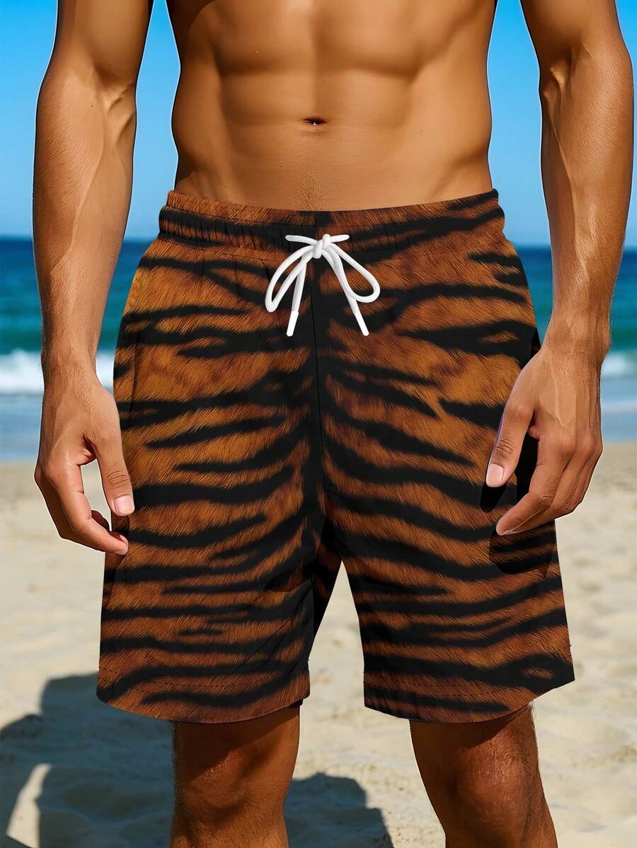 Mens Tiger Print Beach Shorts  - Trunk Breathable Men recension och pris